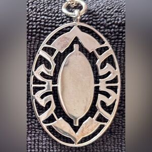 ELLE Sterling Silver Oval Open Design Necklace ( 1.75 x 3 Inch )